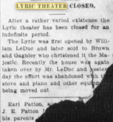 Lyric Theatre - NOV 2 1911 CLOSING